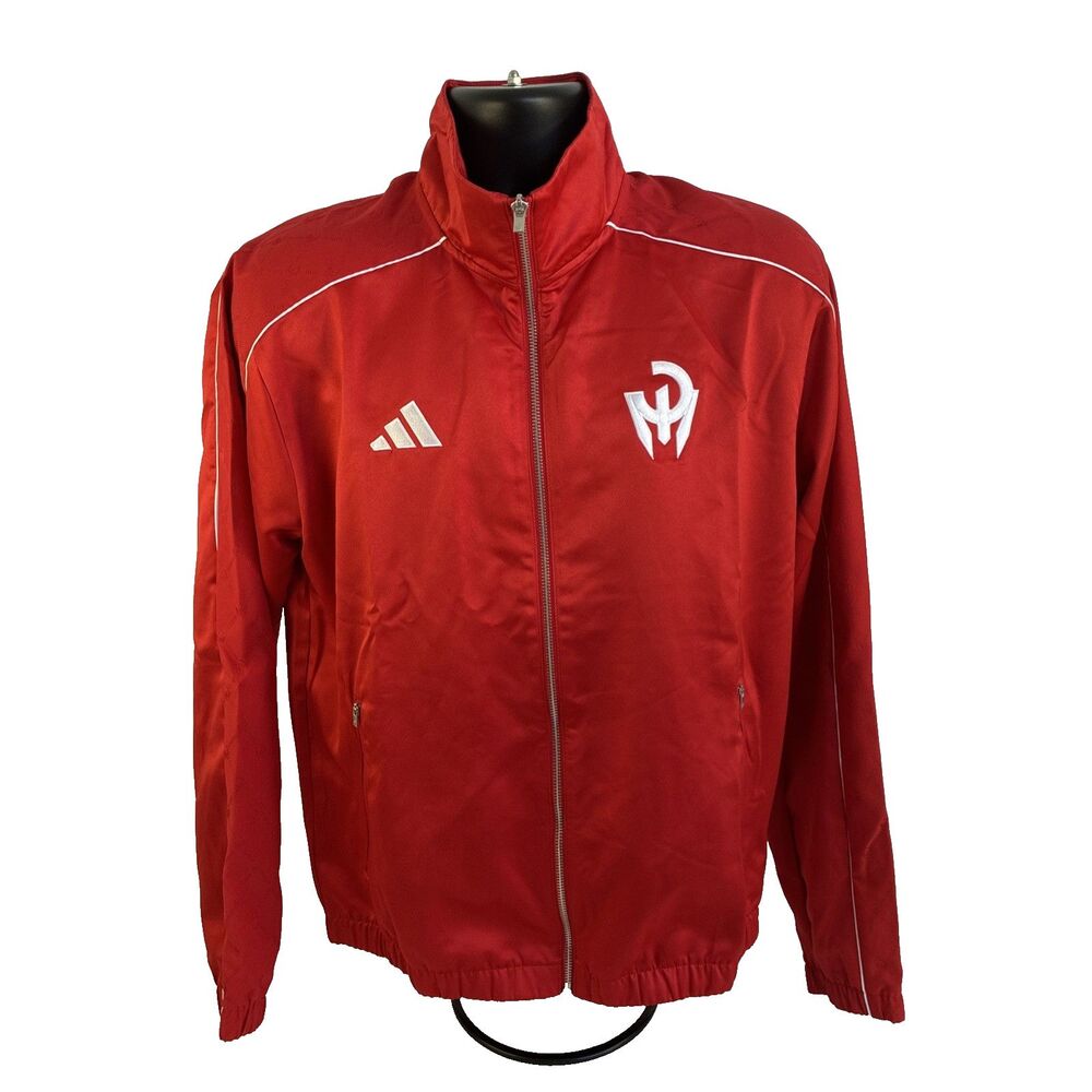 Adidas Patrick Mahomes Red Satin Zip Up Track Windbreaker Jacket Men’s Small NWT